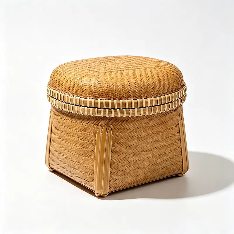 Handwoven Bamboo Tea Storage Basket