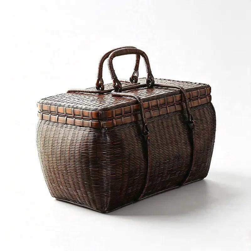 Bamboo Woven Lacquer Tea Set Storage Box