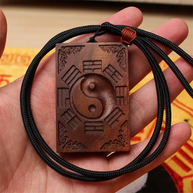 Bagua Wood Pendant – Handcrafted Taoist Amulet