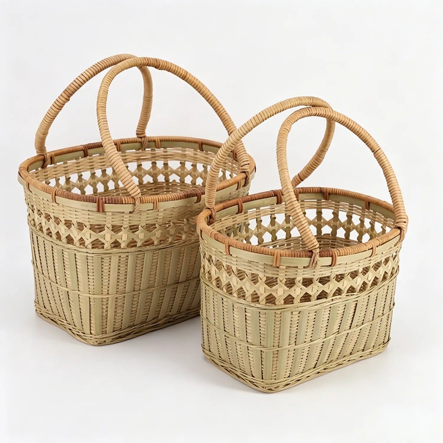 Handwoven Bamboo Shopping Basket|2 Options Available