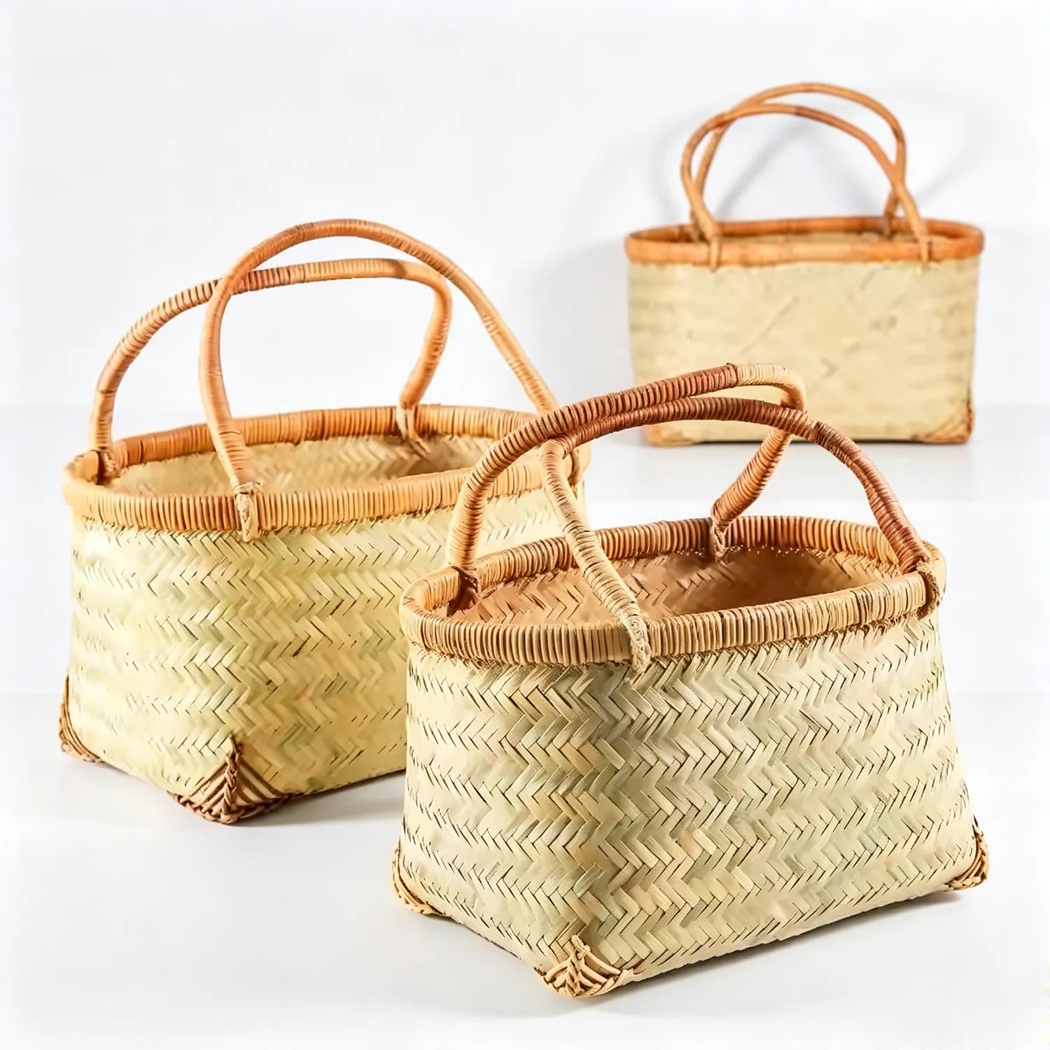 Handwoven Bamboo Shopping Basket|3 Options Available