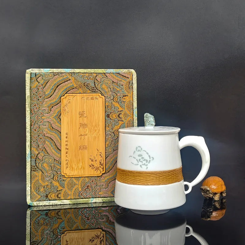 Authentic Bamboo Silk Wrapped Porcelain Cup