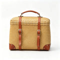 Vintage Bamboo Tea Basket with Fabric Lining