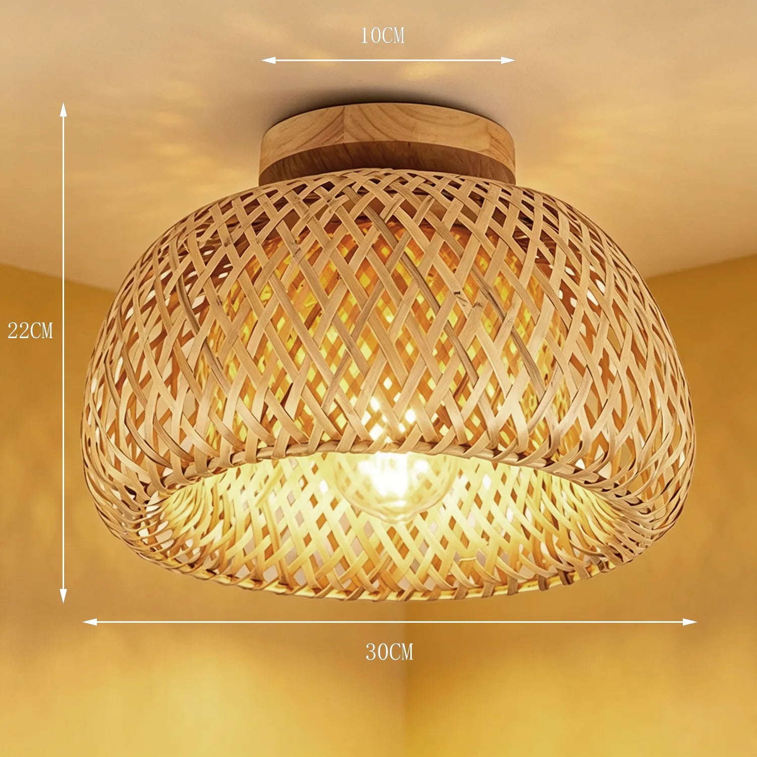 Bamboo Ceiling Light |Boho Handwoven Rattan Lamp|2 Options Available