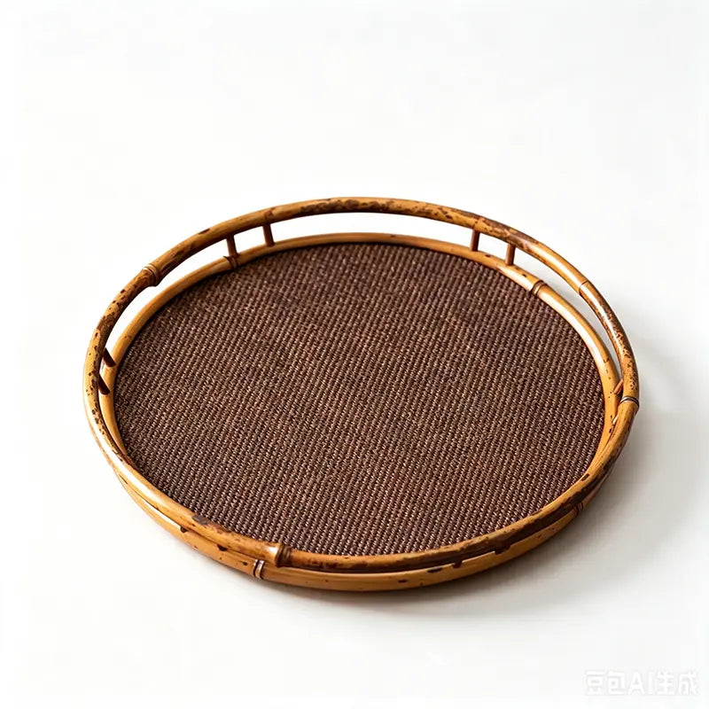 Round Woven Bamboo Tea Tray