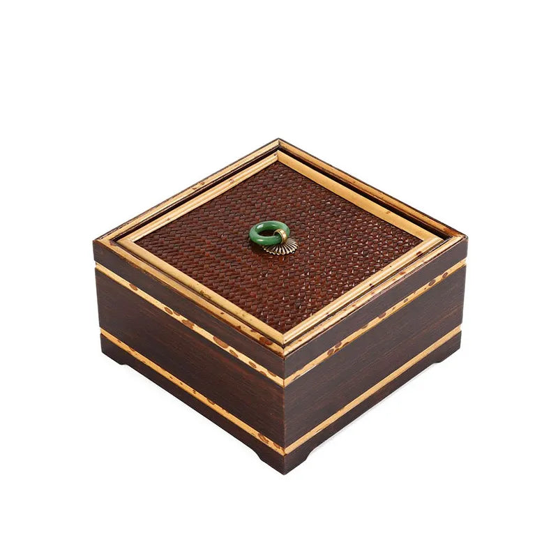 Bamboo Keepsake Storage Box with Embroidered Trim|2 Options Available