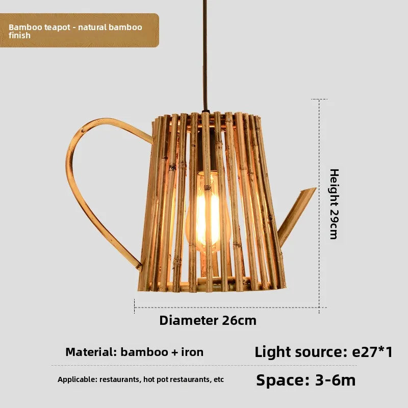 Bamboo Wabi Sabi Wall Pendant Lamp, Zen Ambient Light, 16 Styles Available