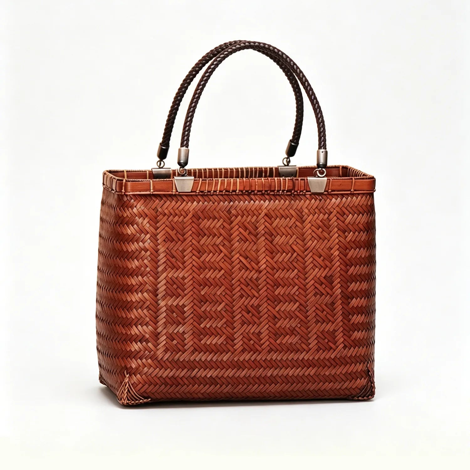 Handwoven Vintage Bamboo Basket Bag Tea Tote|3 Options Available