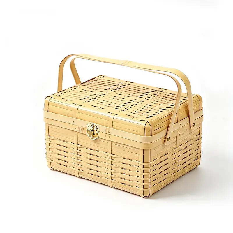 Woven Bamboo Picnic Basket