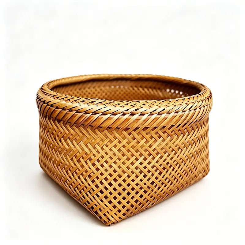 Woven bamboo storage basket