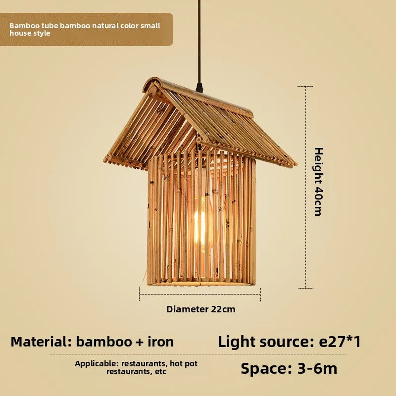 Bamboo Wabi Sabi Wall Pendant Lamp, Zen Ambient Light, 16 Styles Available