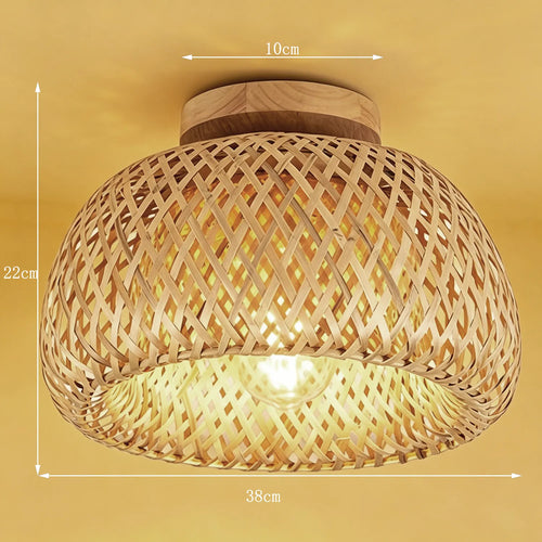 Bamboo Ceiling Light |Boho Handwoven Rattan Lamp|2 Options Available