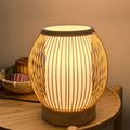 Small Handwoven Bamboo Table Lamp