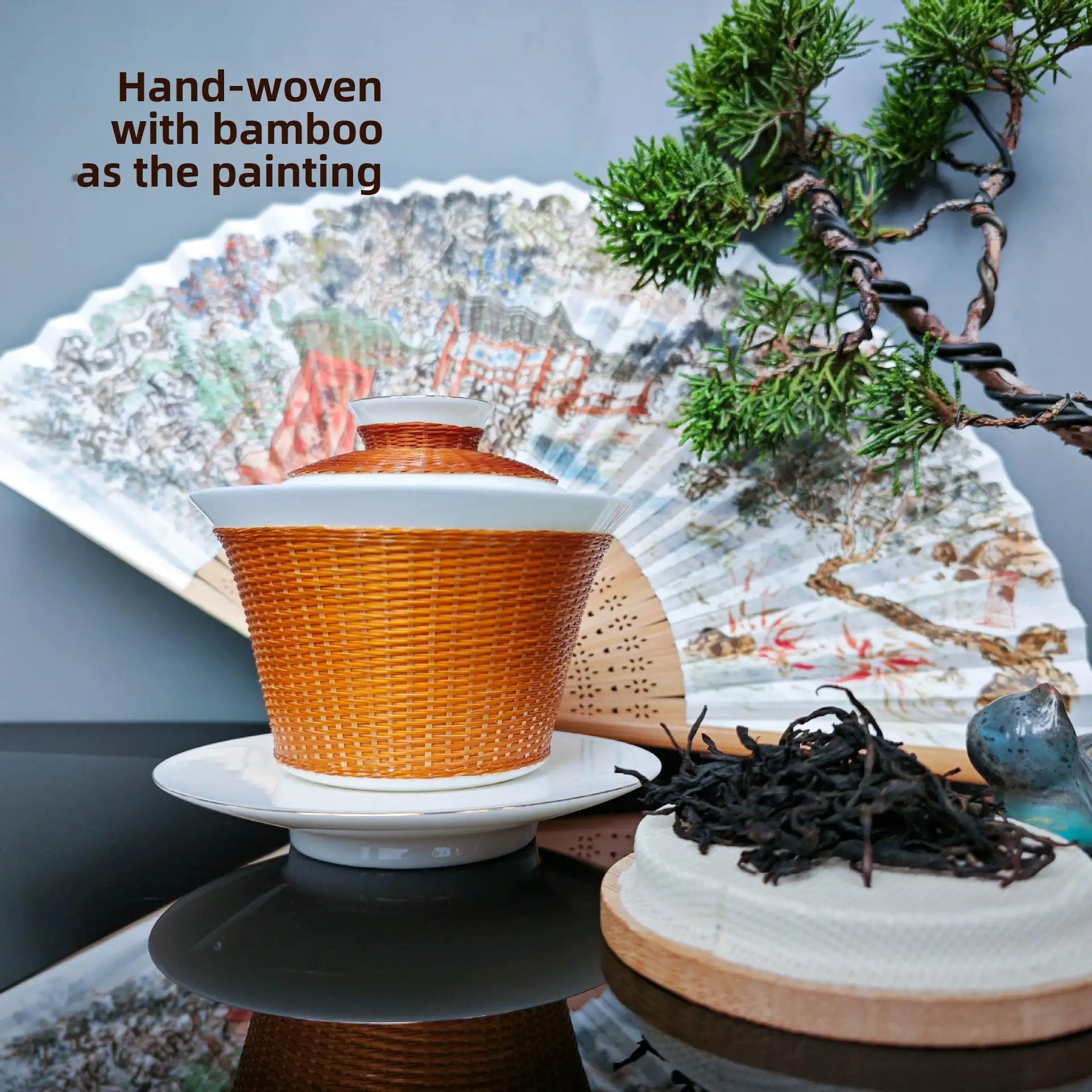 Bamboo Silk Porcelain Ceremony Tea Set