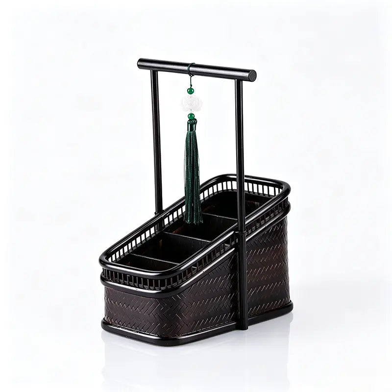 Vintage Bamboo Organizer Basket