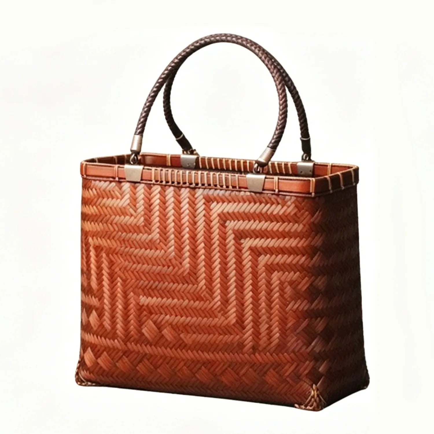 Handwoven Vintage Bamboo Basket Bag Tea Tote|3 Options Available