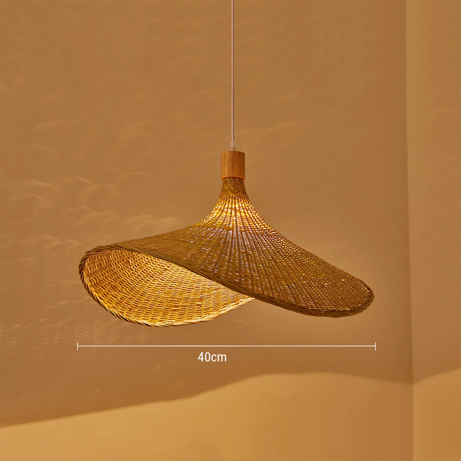 Handwoven Bamboo Straw Hat Pendant Light for Tea Room & Dining Decor|8 Options Available