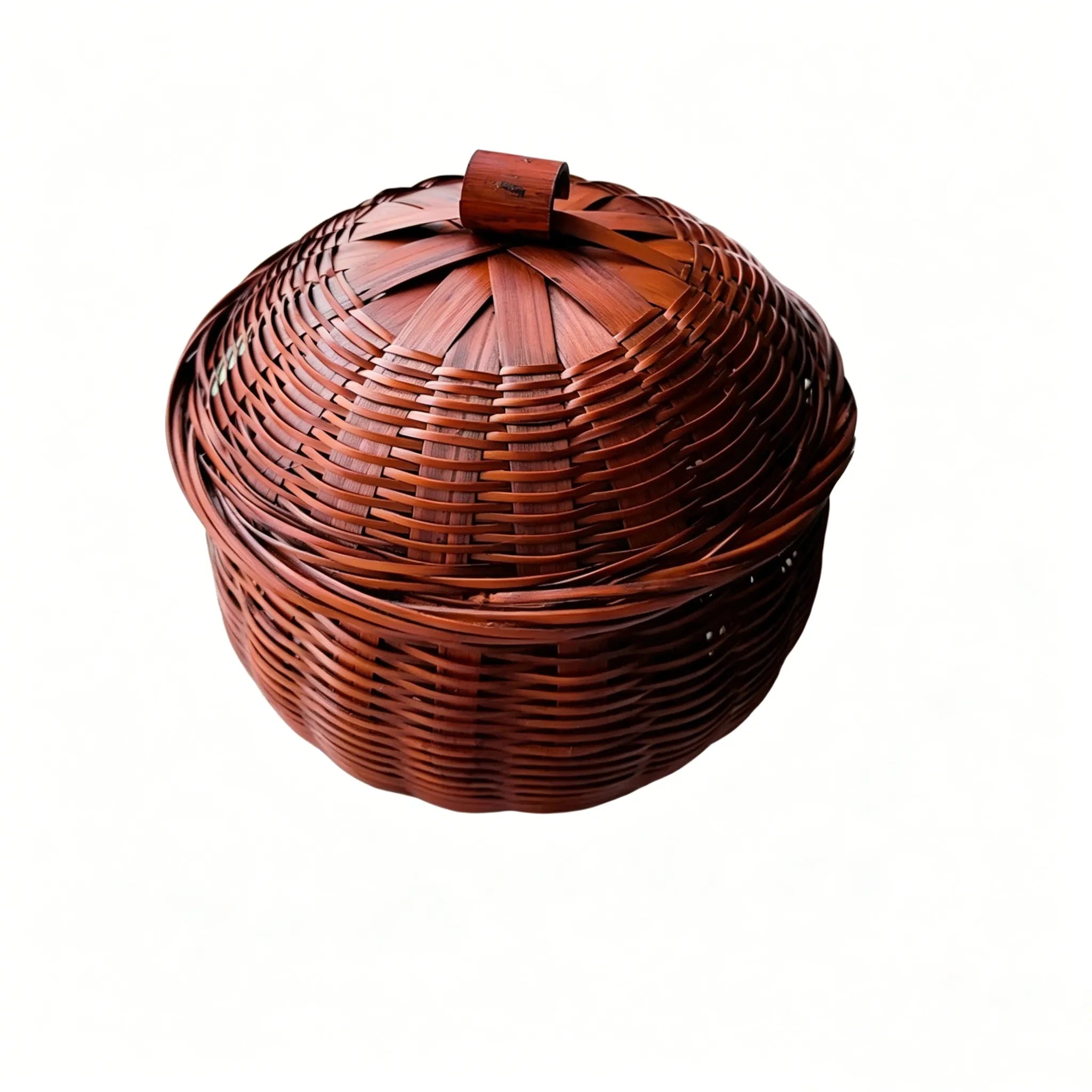Handwoven Bamboo Pumpkin Basket with Lid – 4 Styles Available
