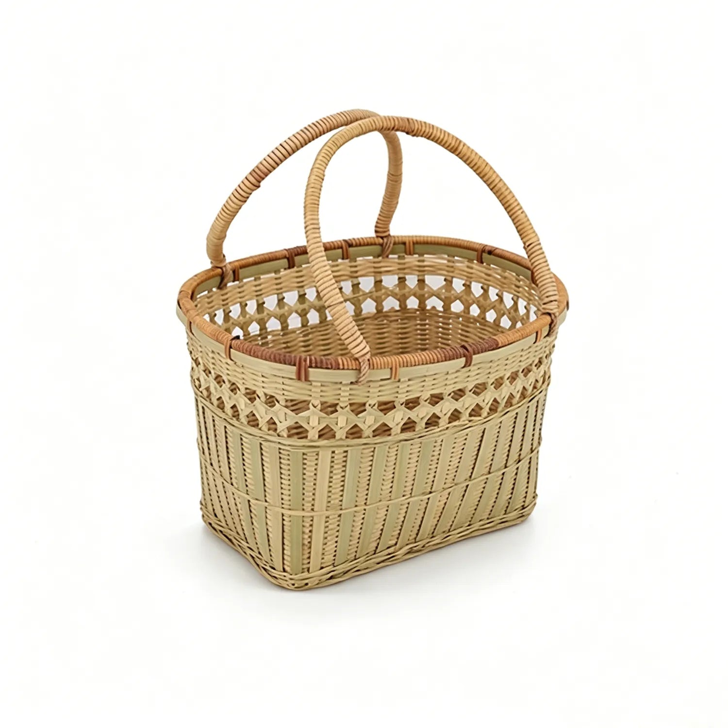 Handwoven Bamboo Shopping Basket|2 Options Available