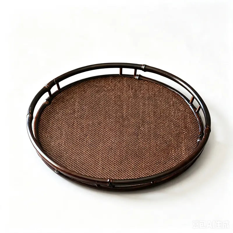 Round Woven Bamboo Tea Tray