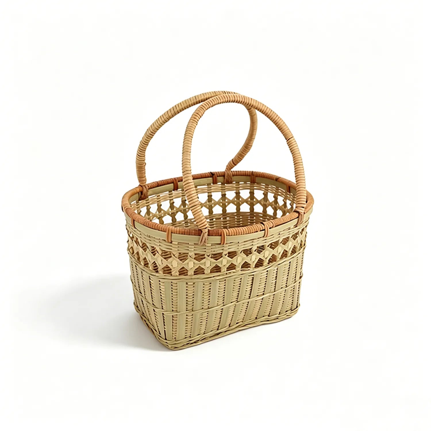 Handwoven Bamboo Shopping Basket|2 Options Available