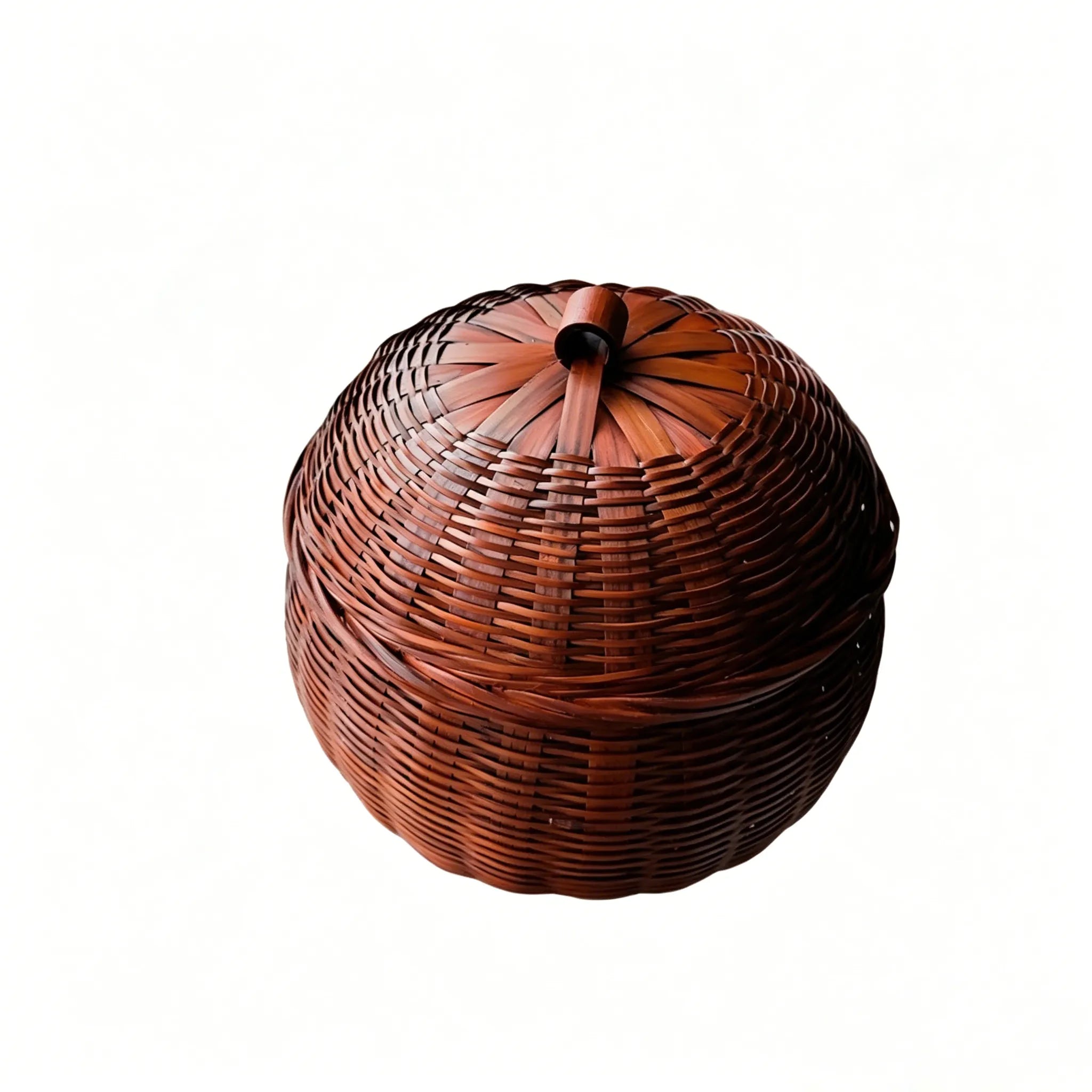 Handwoven Bamboo Pumpkin Basket with Lid – 4 Styles Available