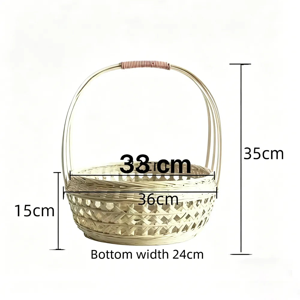 Bamboo Basket for Kitchen & Picnic Storage