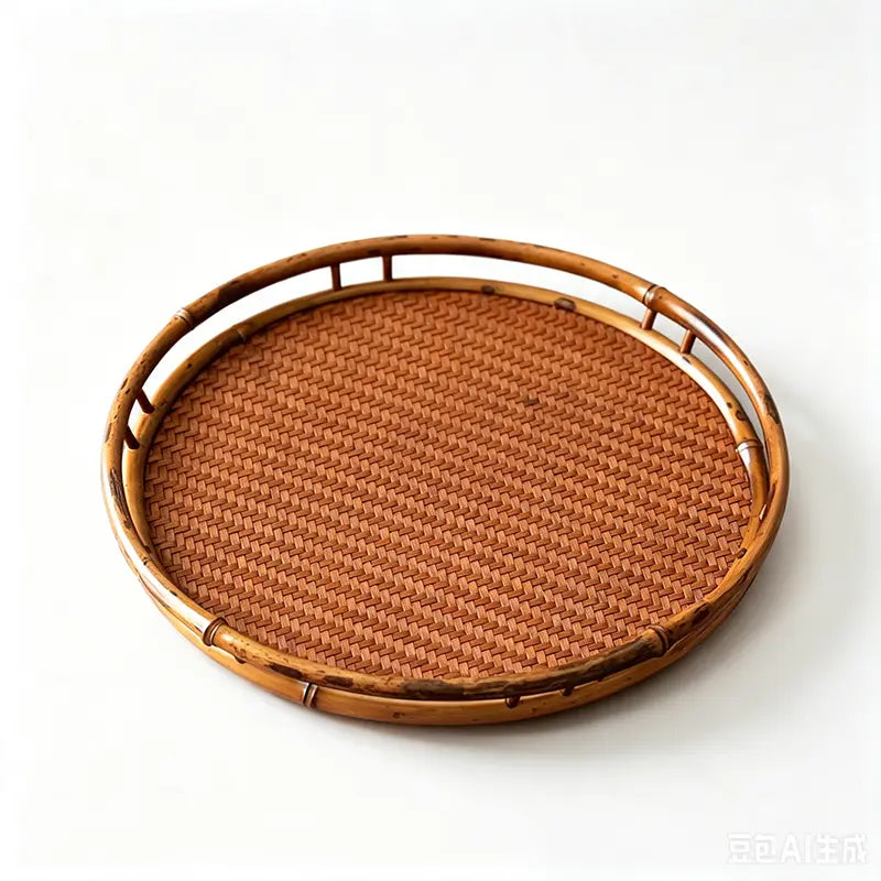 Round Woven Bamboo Tea Tray