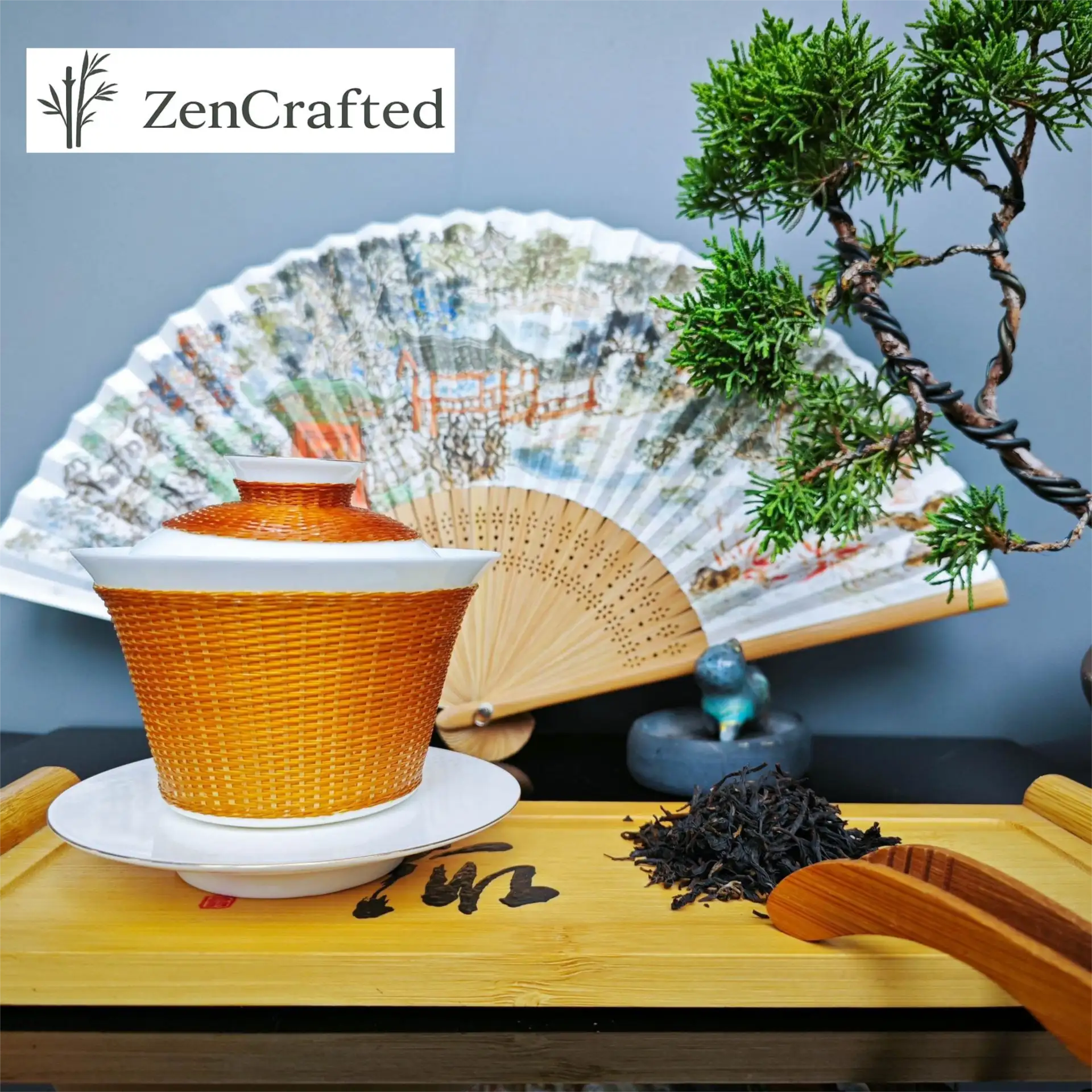 Bamboo Silk Porcelain Ceremony Tea Set