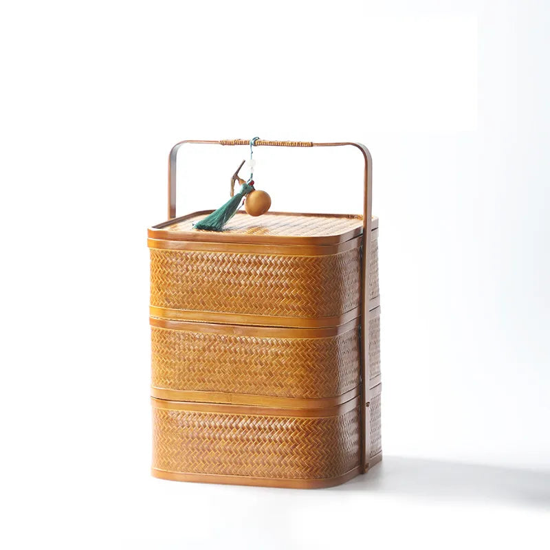 Multilayer Handwoven Bamboo Basket Storage|3 Options Available