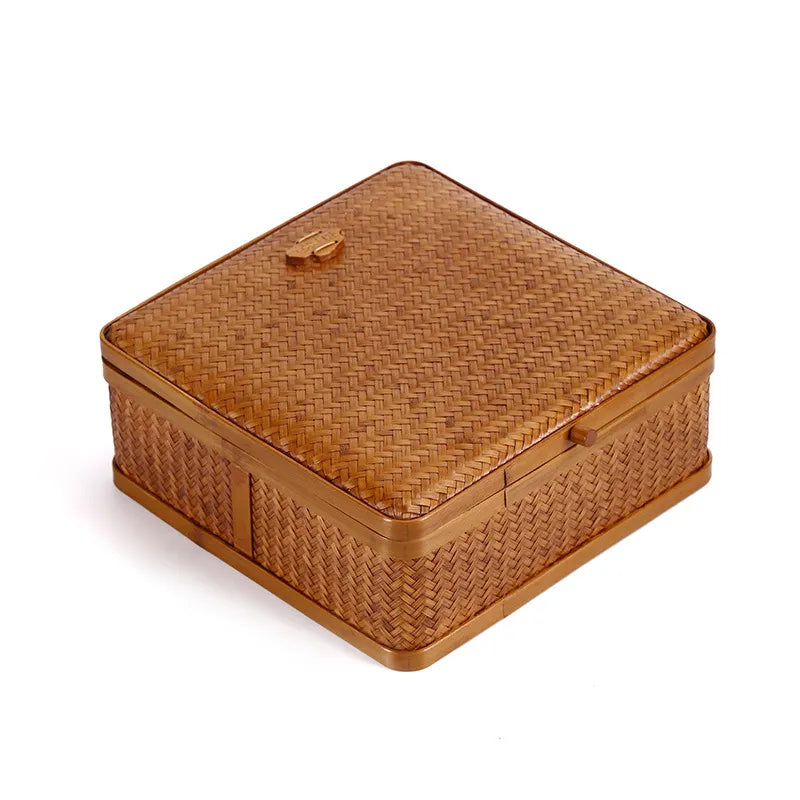 Handwoven Bamboo Multi-Layer Tea Set Storage & Gift Basket with Handle|12 Options Available