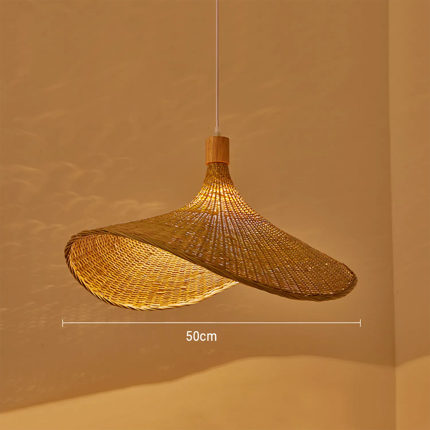 Handwoven Bamboo Straw Hat Pendant Light for Tea Room & Dining Decor|8 Options Available