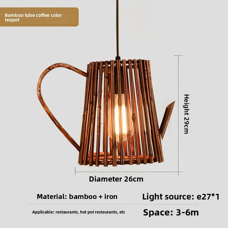 Bamboo Wabi Sabi Wall Pendant Lamp, Zen Ambient Light, 16 Styles Available