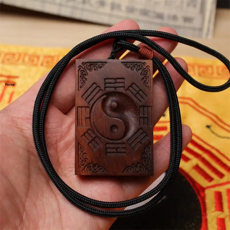 Bagua Wood Pendant – Handcrafted Taoist Amulet