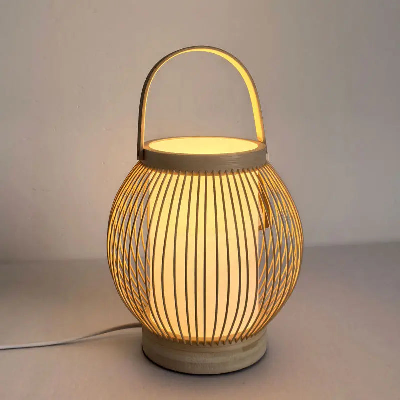 Portable Handwoven Bamboo Table Lamp