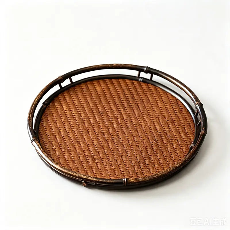 Round Woven Bamboo Tea Tray
