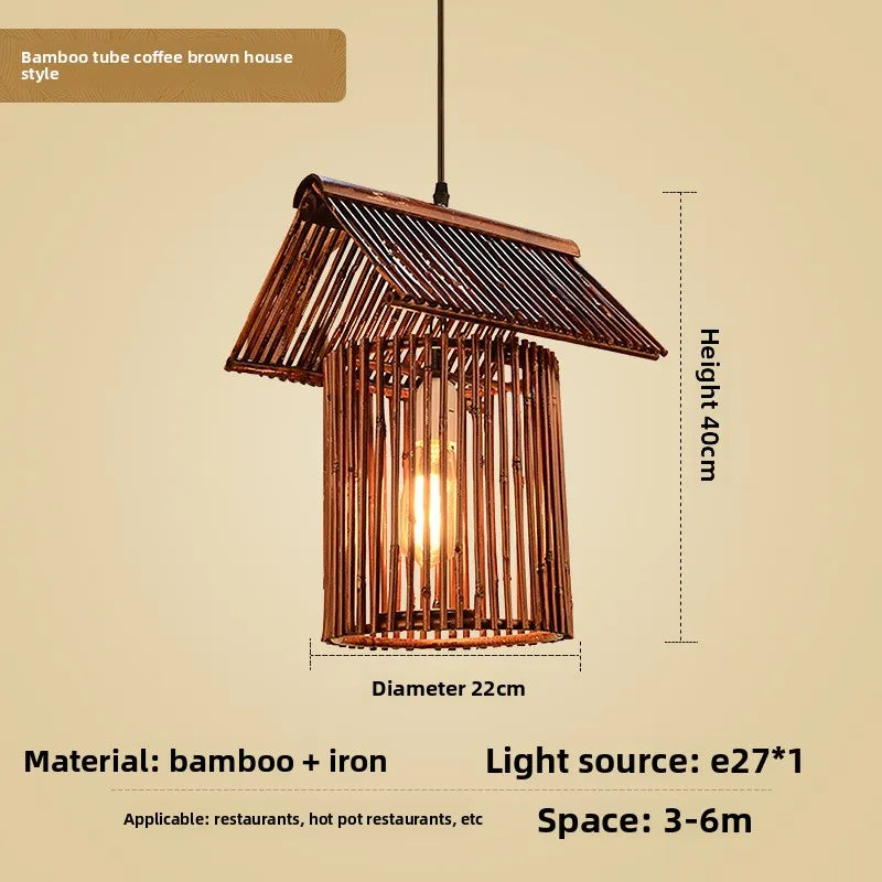 Bamboo Wabi Sabi Wall Pendant Lamp, Zen Ambient Light, 16 Styles Available