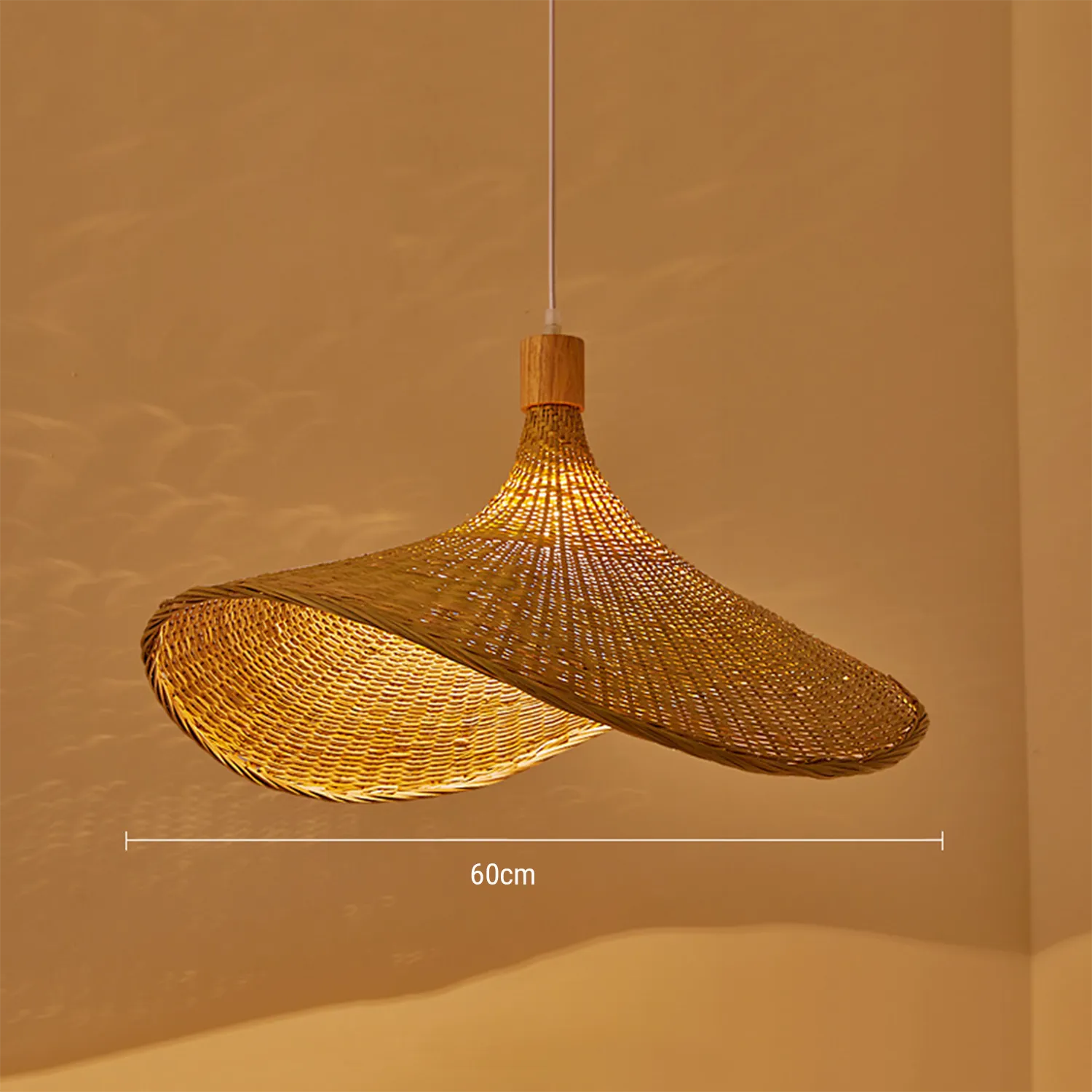 Handwoven Bamboo Straw Hat Pendant Light for Tea Room & Dining Decor|8 Options Available