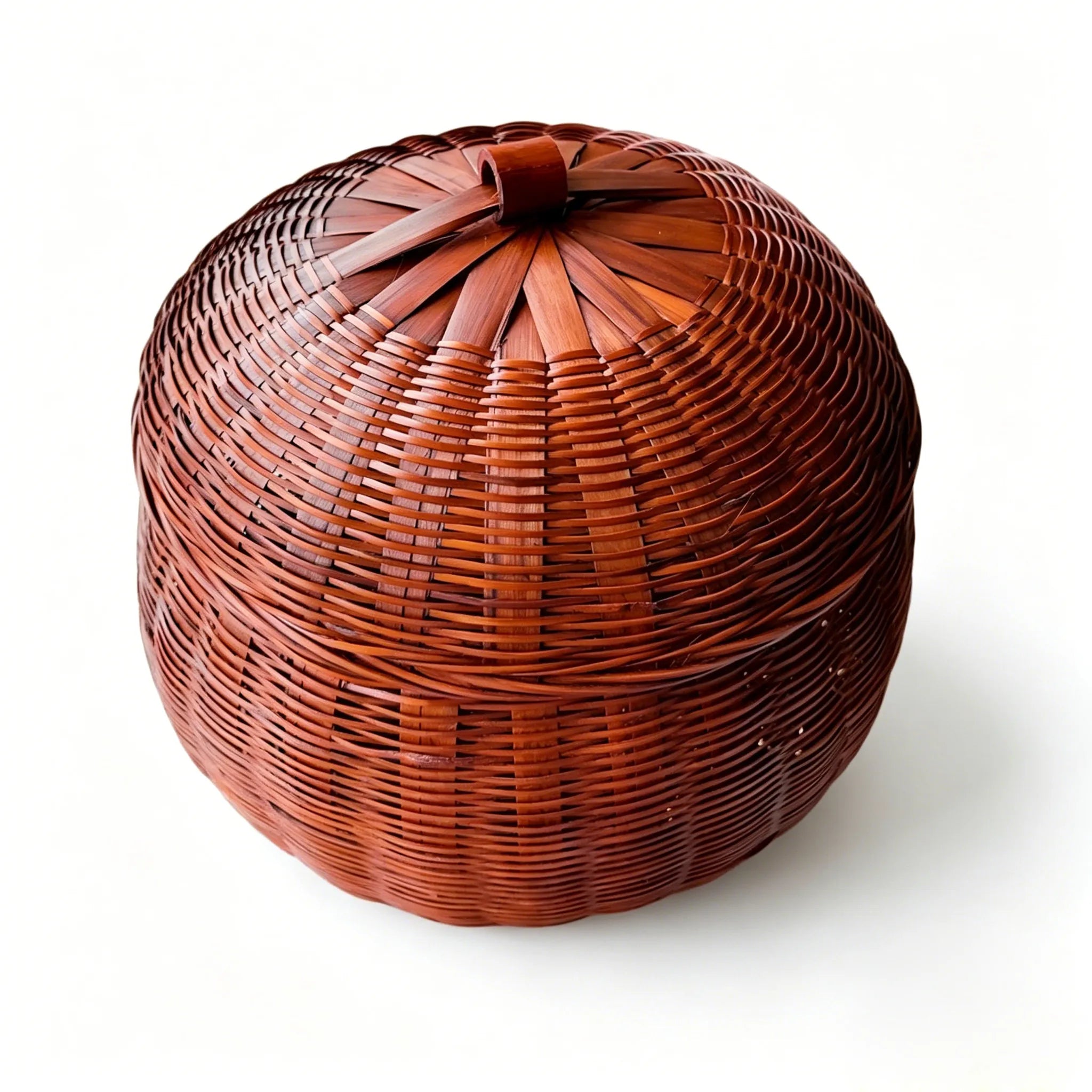 Handwoven Bamboo Pumpkin Basket with Lid – 4 Styles Available
