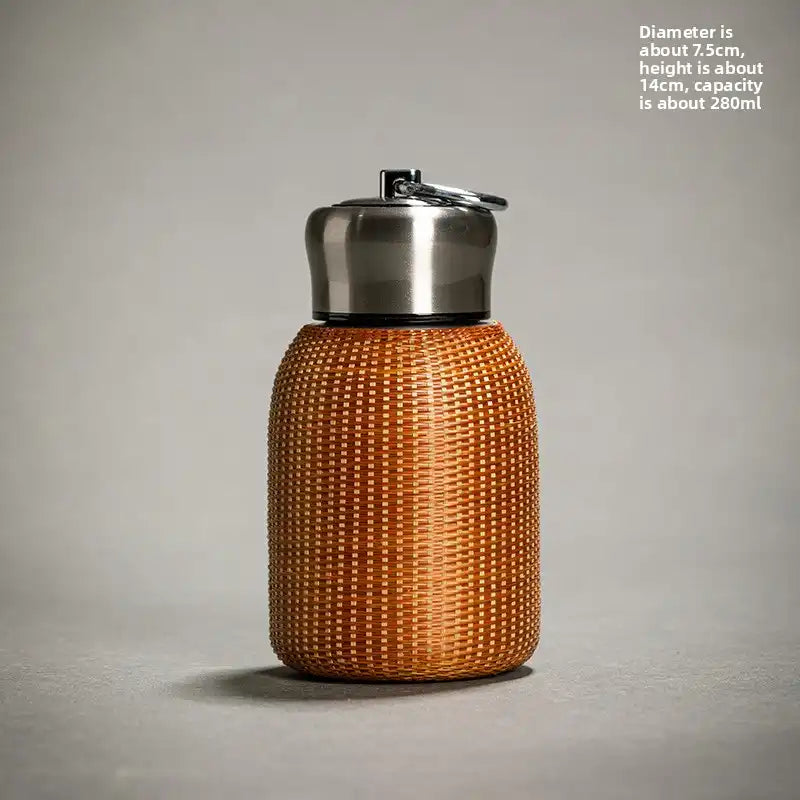 Vintage Bamboo Woven Insulated Travel Mug - 11 Styles Available