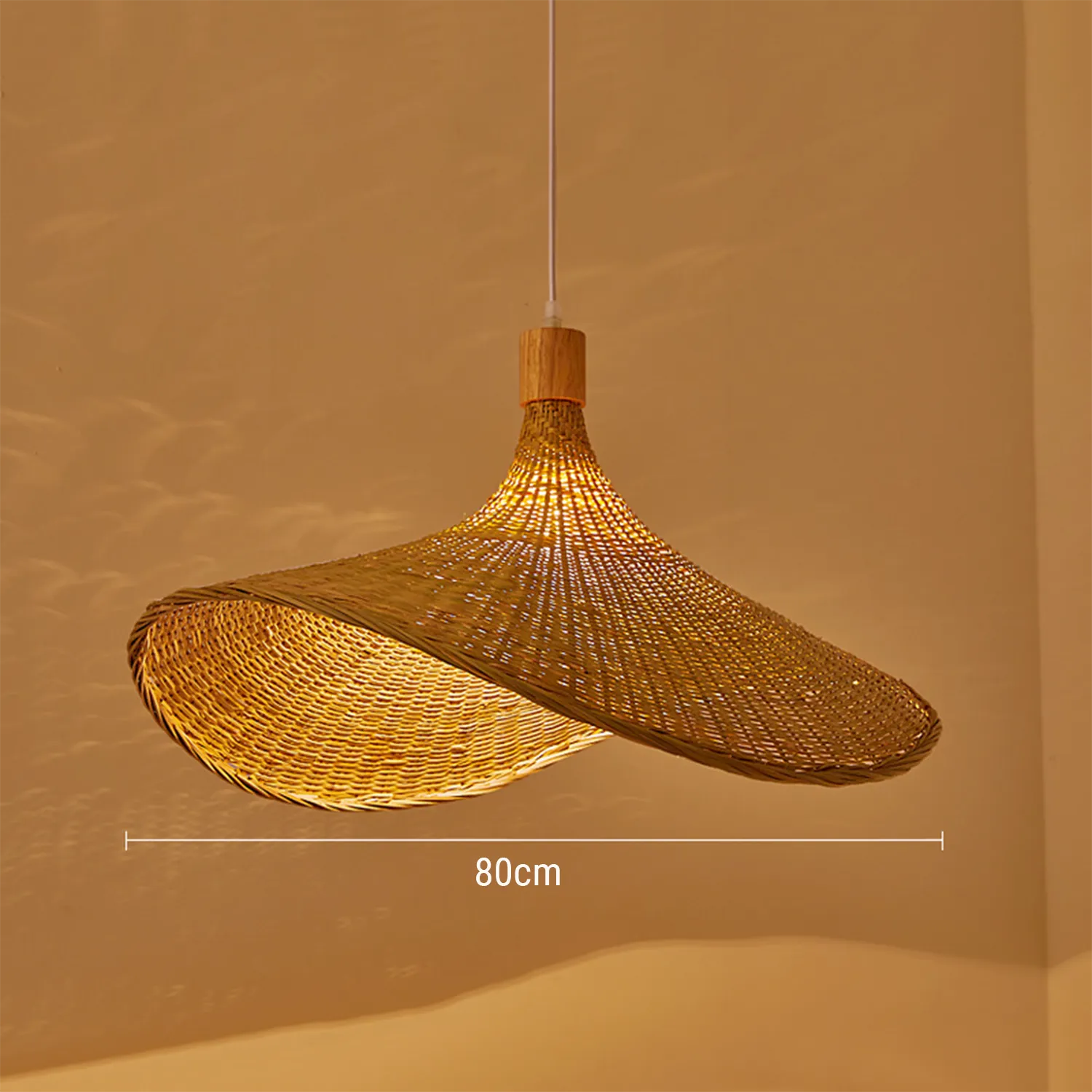 Handwoven Bamboo Straw Hat Pendant Light for Tea Room & Dining Decor|8 Options Available