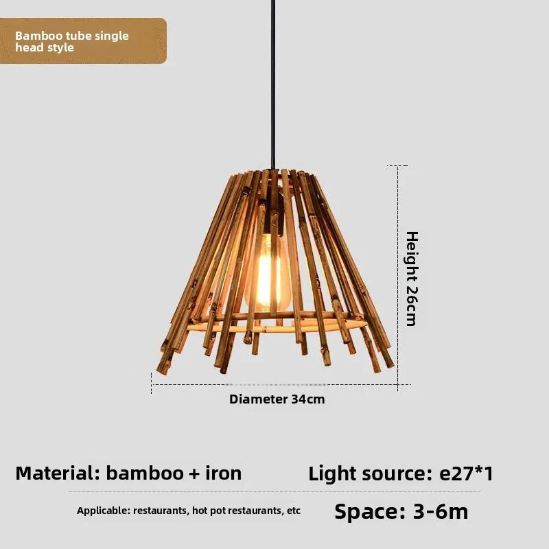 Bamboo Wabi Sabi Wall Pendant Lamp, Zen Ambient Light, 16 Styles Available