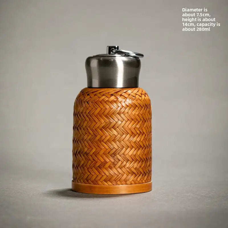 Vintage Bamboo Woven Insulated Travel Mug - 11 Styles Available