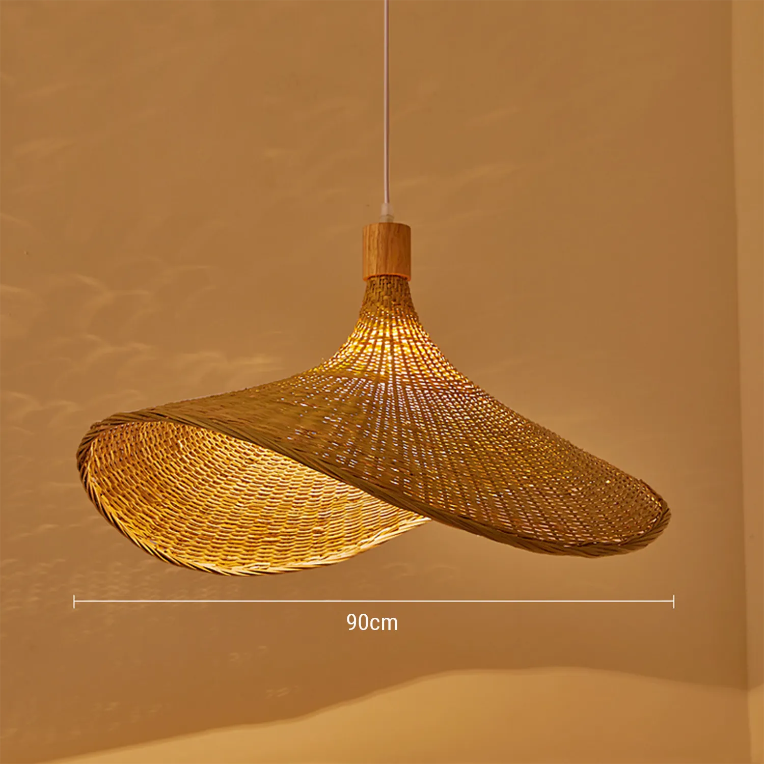 Handwoven Bamboo Straw Hat Pendant Light for Tea Room & Dining Decor|8 Options Available
