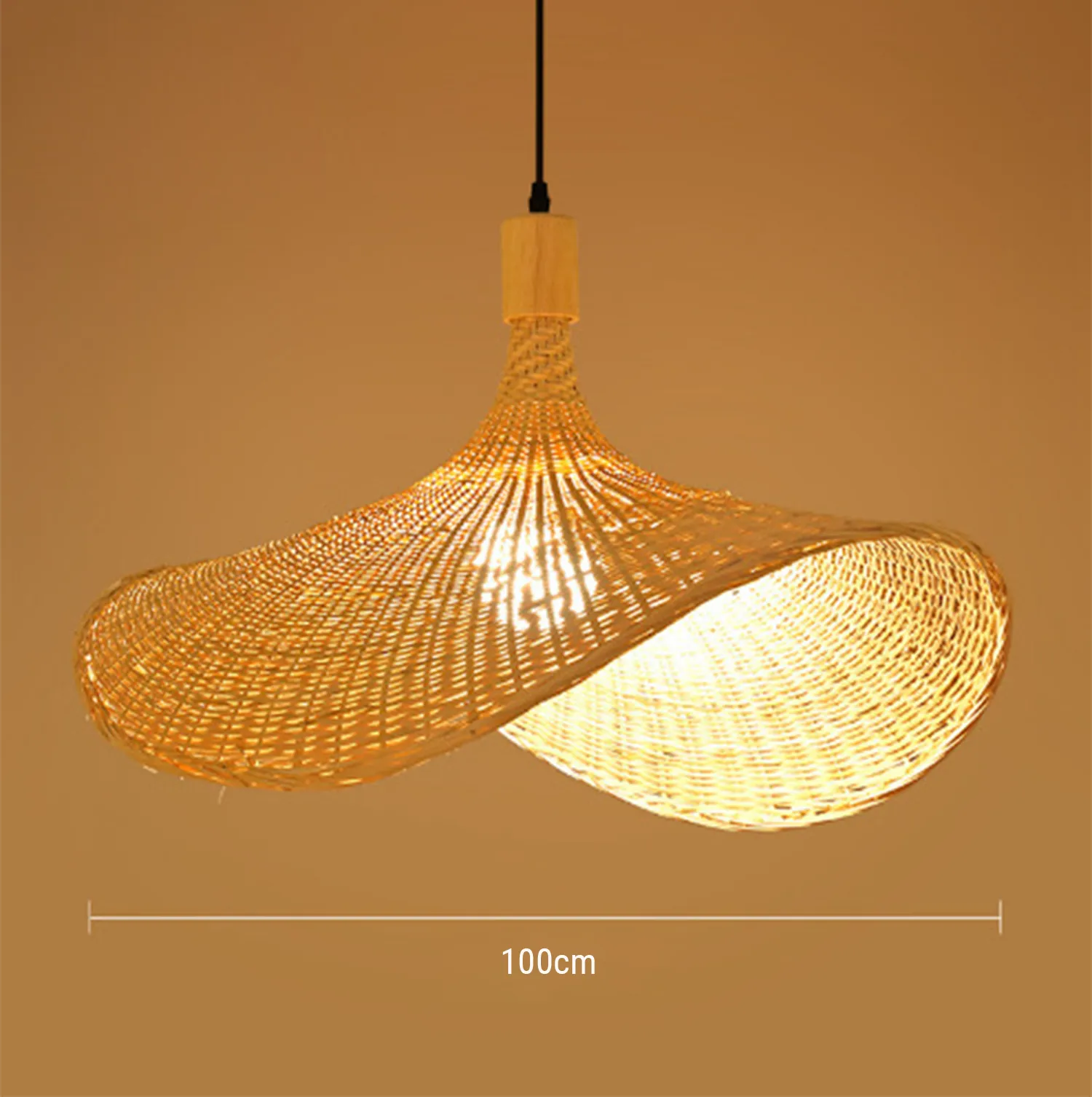 Handwoven Bamboo Straw Hat Pendant Light for Tea Room & Dining Decor|8 Options Available