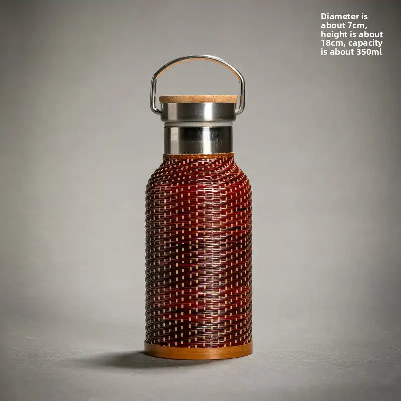 Vintage Bamboo Woven Insulated Travel Mug - 11 Styles Available