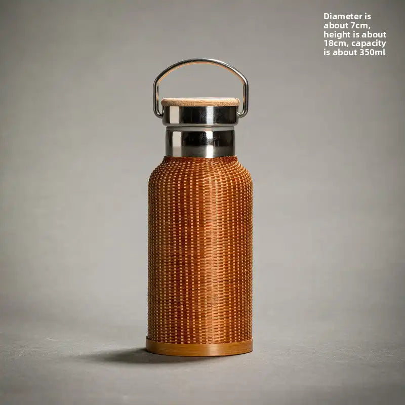 Vintage Bamboo Woven Insulated Travel Mug - 11 Styles Available
