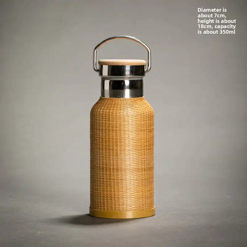 Vintage Bamboo Woven Insulated Travel Mug - 11 Styles Available