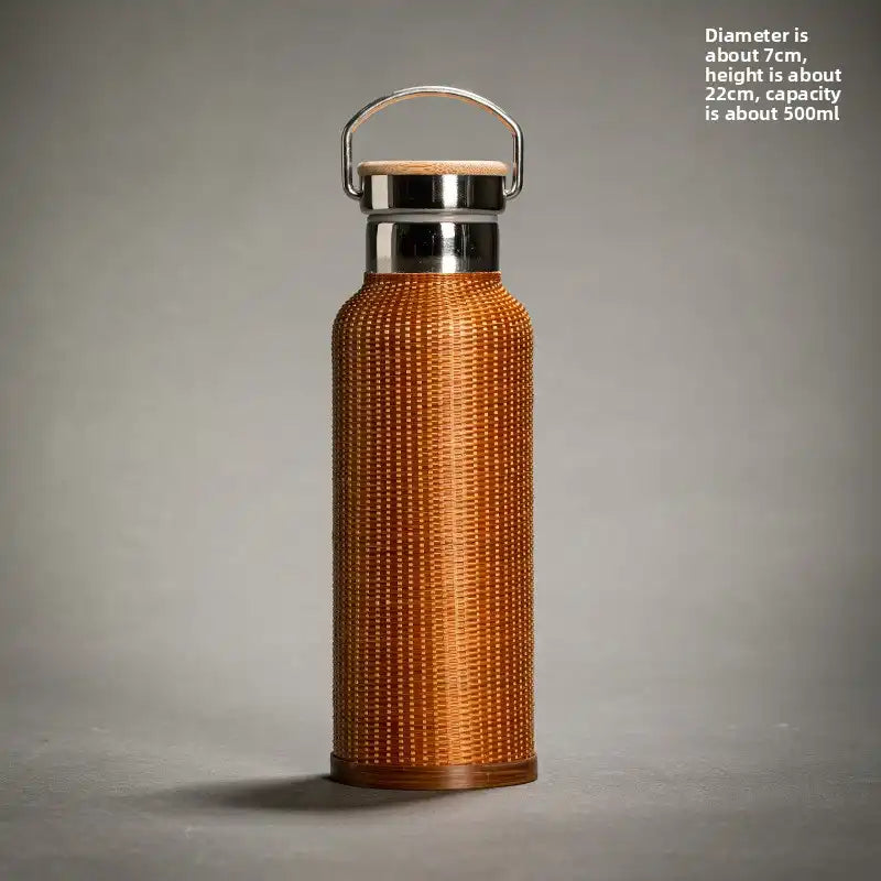 Vintage Bamboo Woven Insulated Travel Mug - 11 Styles Available