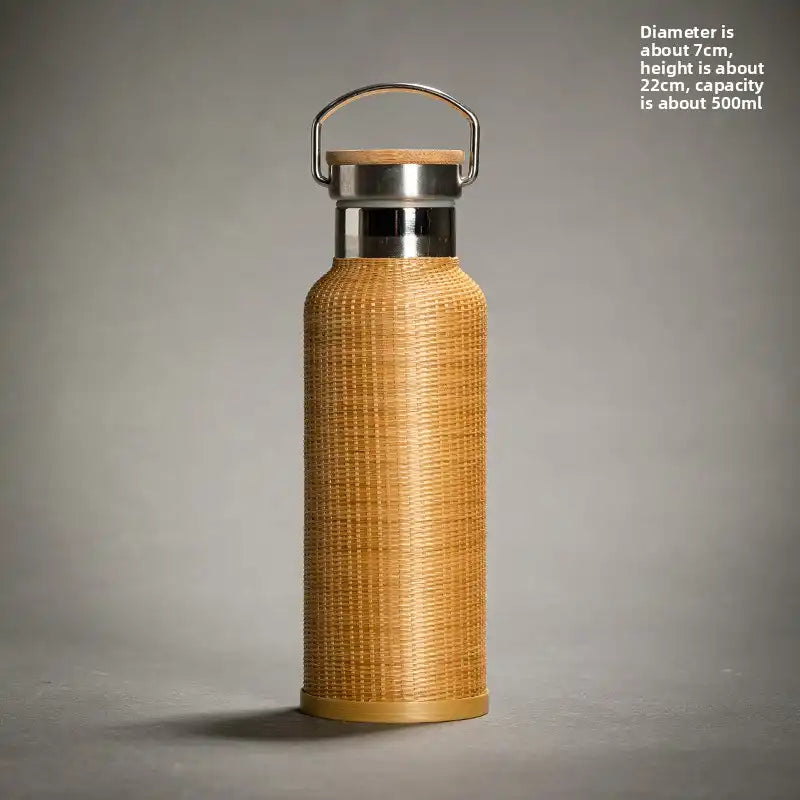 Vintage Bamboo Woven Insulated Travel Mug - 11 Styles Available